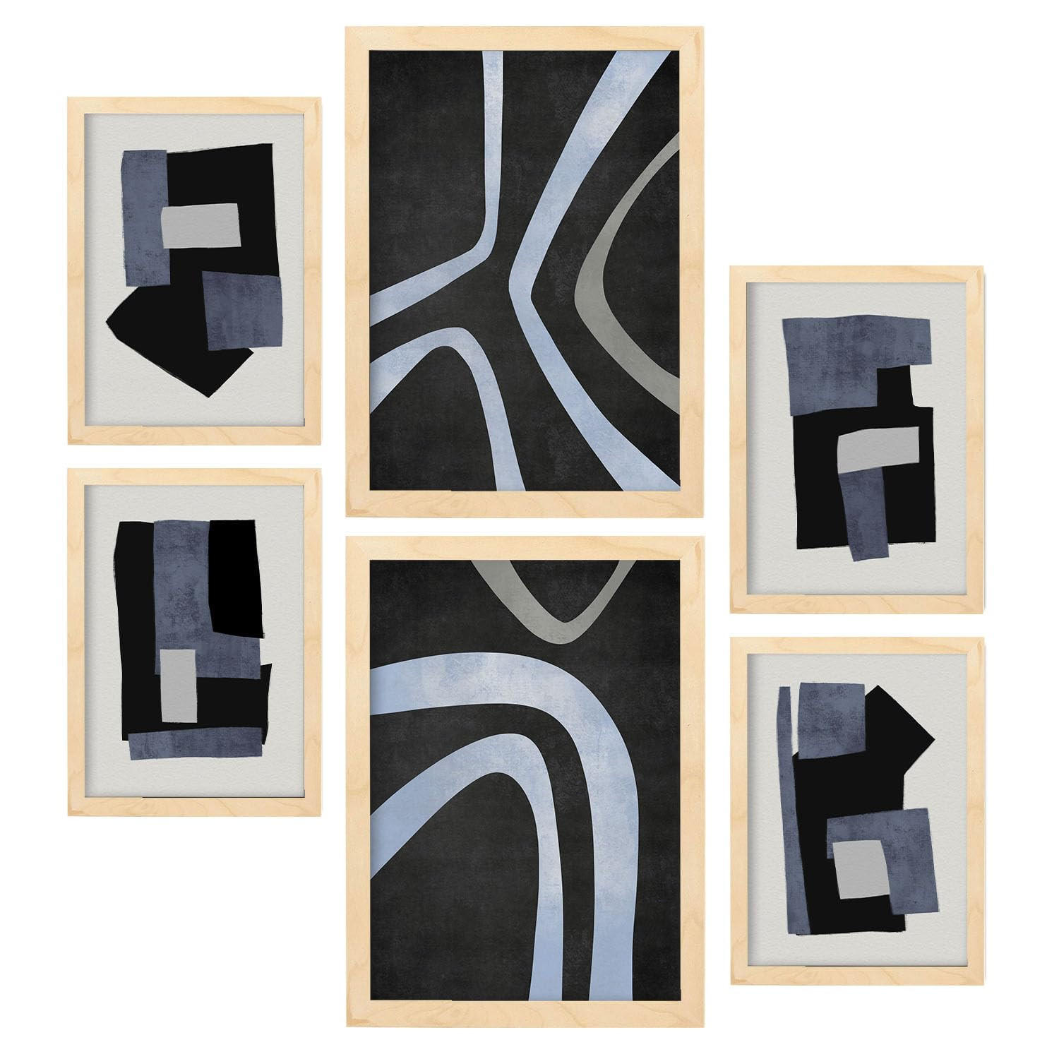 POSTER Set Mit 6 Wiegenschläge A3 & A4 Rahmen Aus Hellem Holz - Beige, Papier (29/3cm) - Nacnic