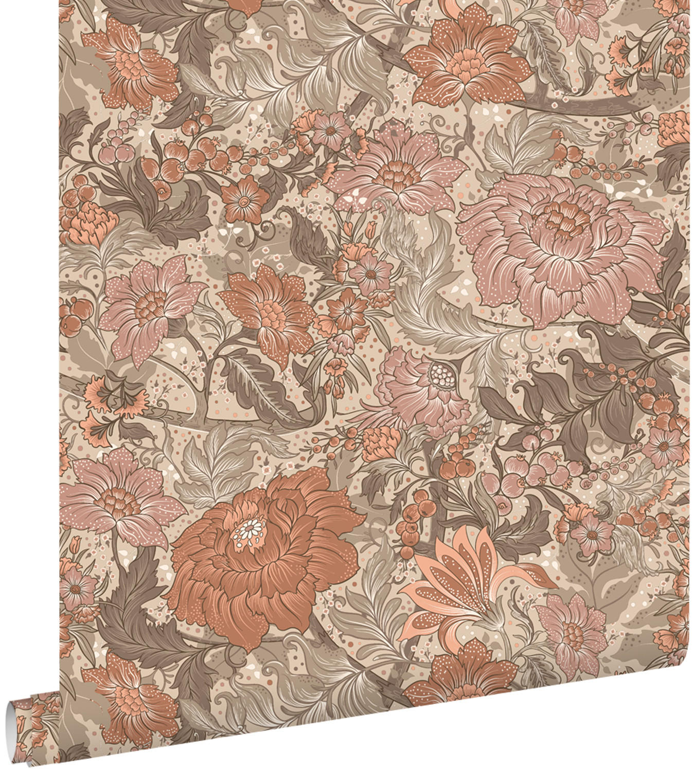 TAPETE Blumenmuster 50 x 900 cm - Terracotta, Papier (50/900cm) - ESTAhome