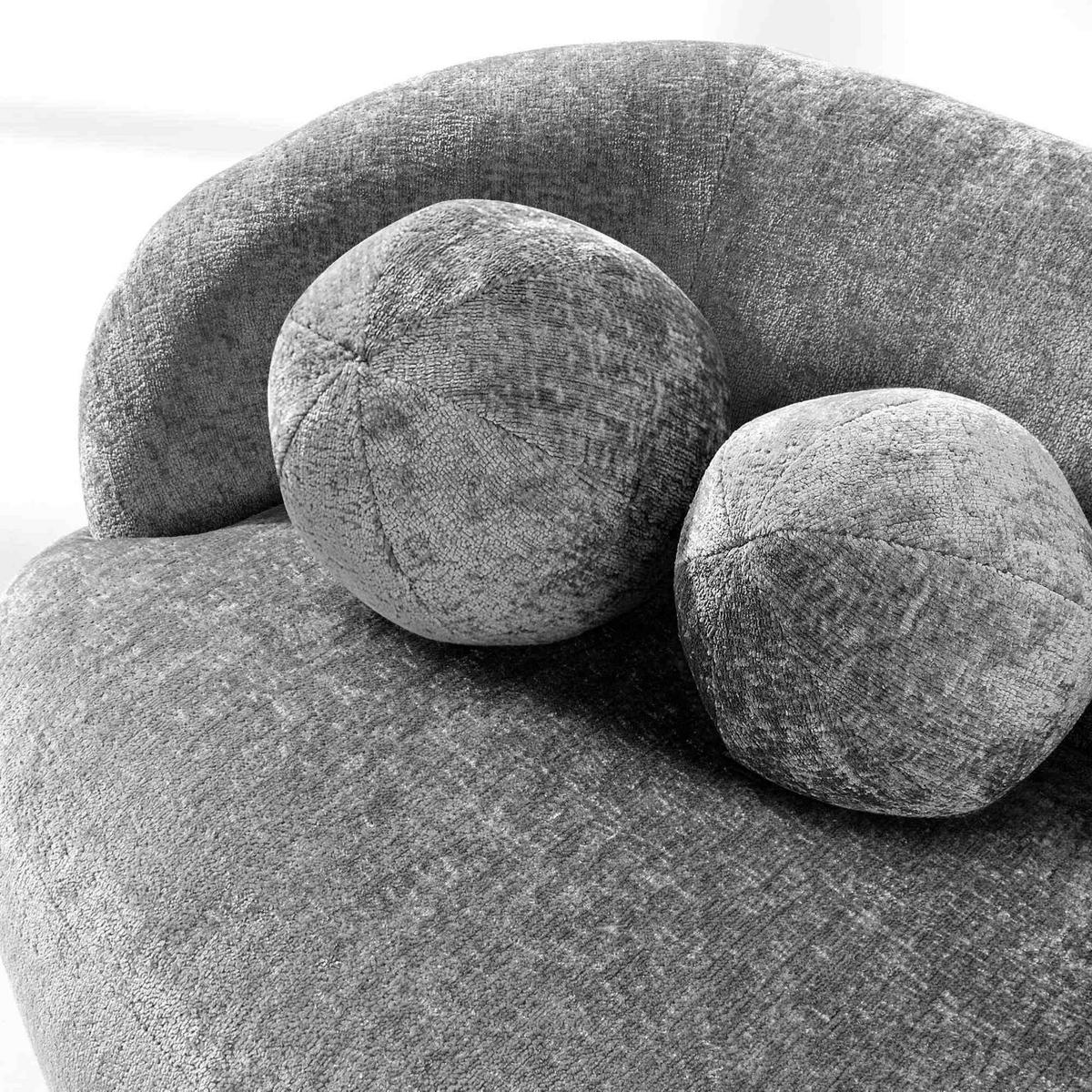 3-SITZER-SOFA NELUM, Chenille-Stoff, Grau - Schwarz/Grau, Holz/Holzwerkstoff (190/68/88cm) - KONSIMO®