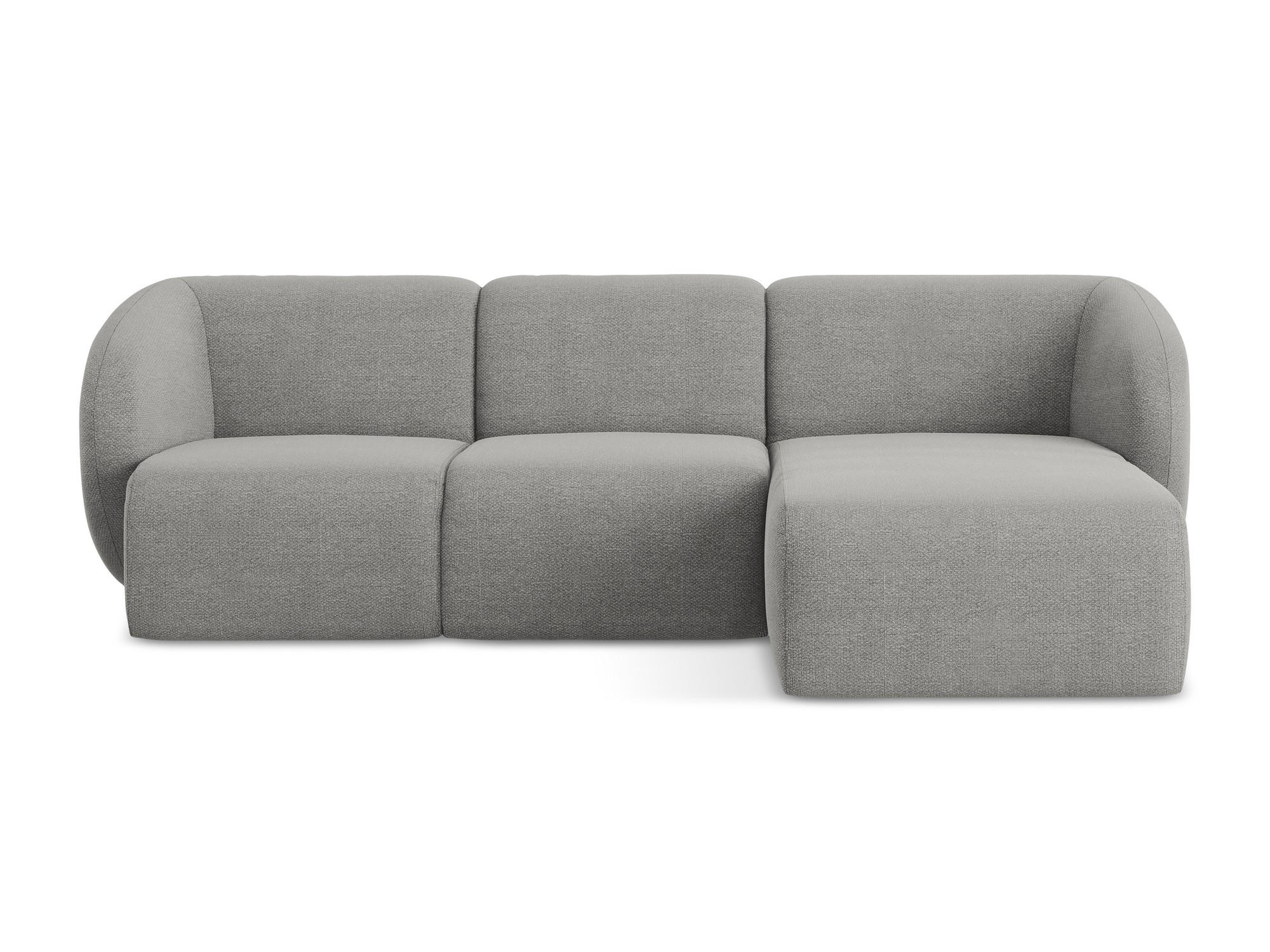 ECKSOFA Rechts Bouclé Stoff Grau - Hellgrau/Schwarz, Holzwerkstoff/Kunststoff (248/166cm) - Makamii