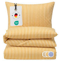 SEERSUCKER-BETTWÄSCHE 155x220 gestreift Sommer Bettbezug Bügelfrei aus 100% Baumwolle, Bettbezüge Streifen Muster Gelb - Gelb, Textil (155/220cm) - Carpe Sonno