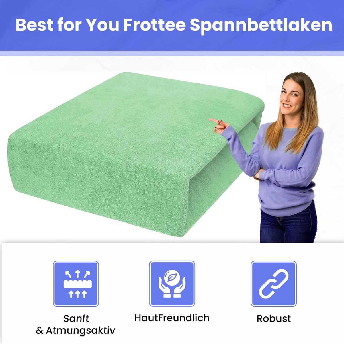 SPANNBETTLAKEN 60/120 cm, Frottee Elastisch 100 % Baumwolle Erbsengrün - Hellgrün, Textil (60/120cm) - Best For Home