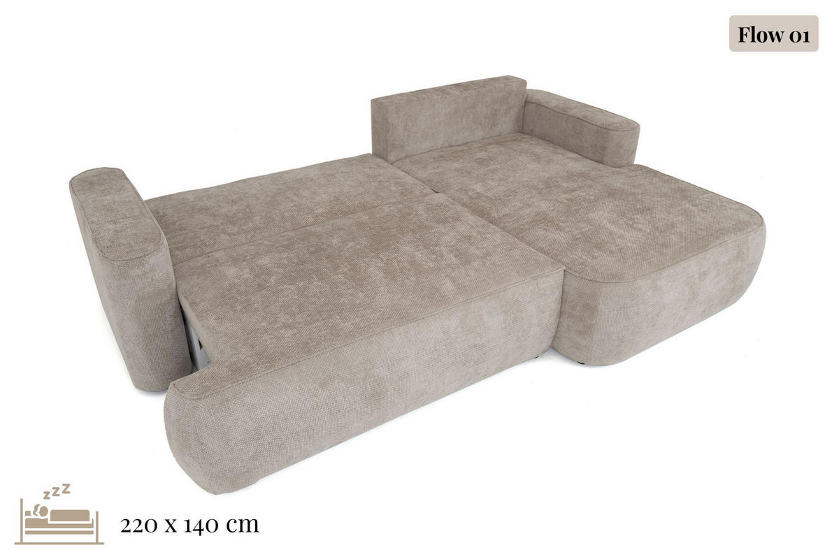 ECKSOFA Marion mit Schlaffunktion & Bettkasten in Chenille Graphit, Schwarz, Rechts 267/154/83 cm - Schwarz/Graphitfarben, Kunststoff/Textil (267/154cm) - WFL GROUP