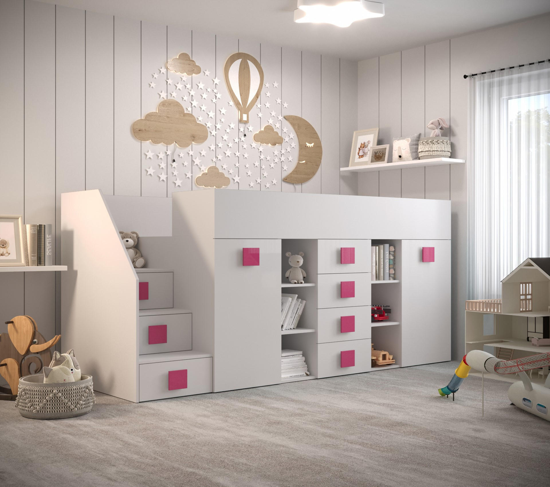 HOCHBETT 248,5/93/123 - Pink/Weiß, Holz (90/200cm) - MÖBEL KRYSPOL