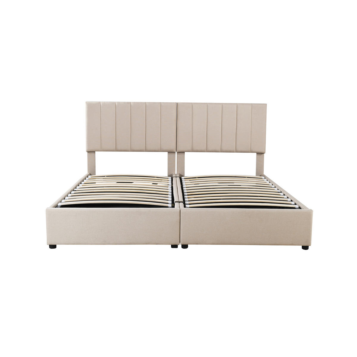 POLSTERBETT 180/200 cm in Beige Leinen mit Bettkasten und umbaubarem Design - Beige, Holzwerkstoff/Textil (180/200cm) - CHICFURN