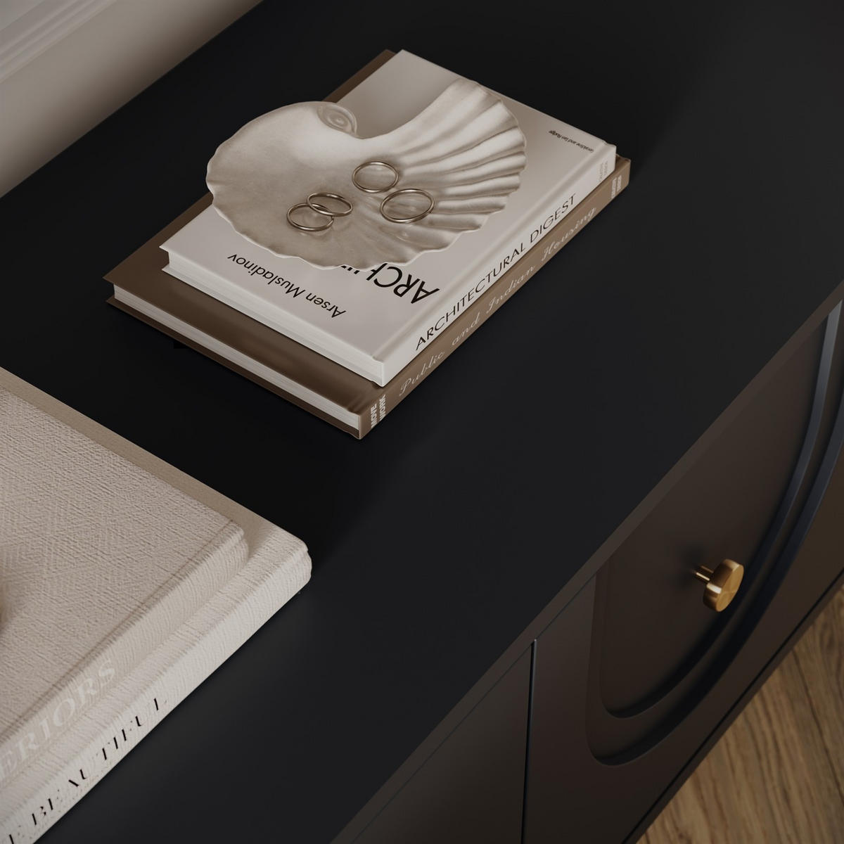 TV-SCHRANK LIBERTY auf Holzbeinen schwarz - Schwarz, Holzwerkstoff (154/53.5/39cm) - Lookway