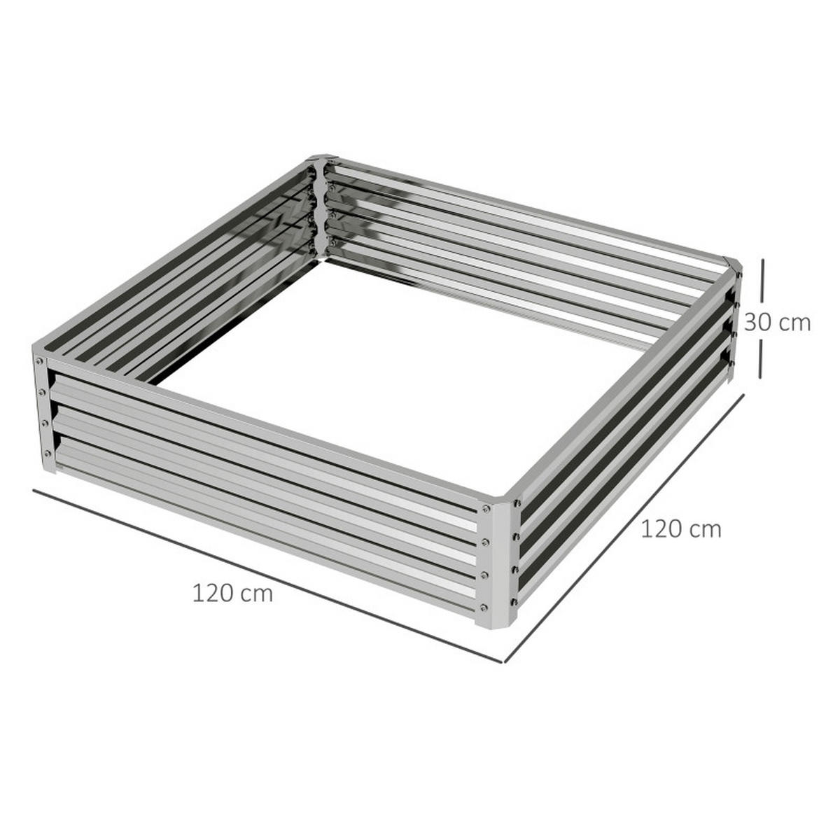 HOCHBEET 120/120/30 cm Silber (ohne Boden) - Silberfarben, Metall (120/30/120cm) - Oxeza