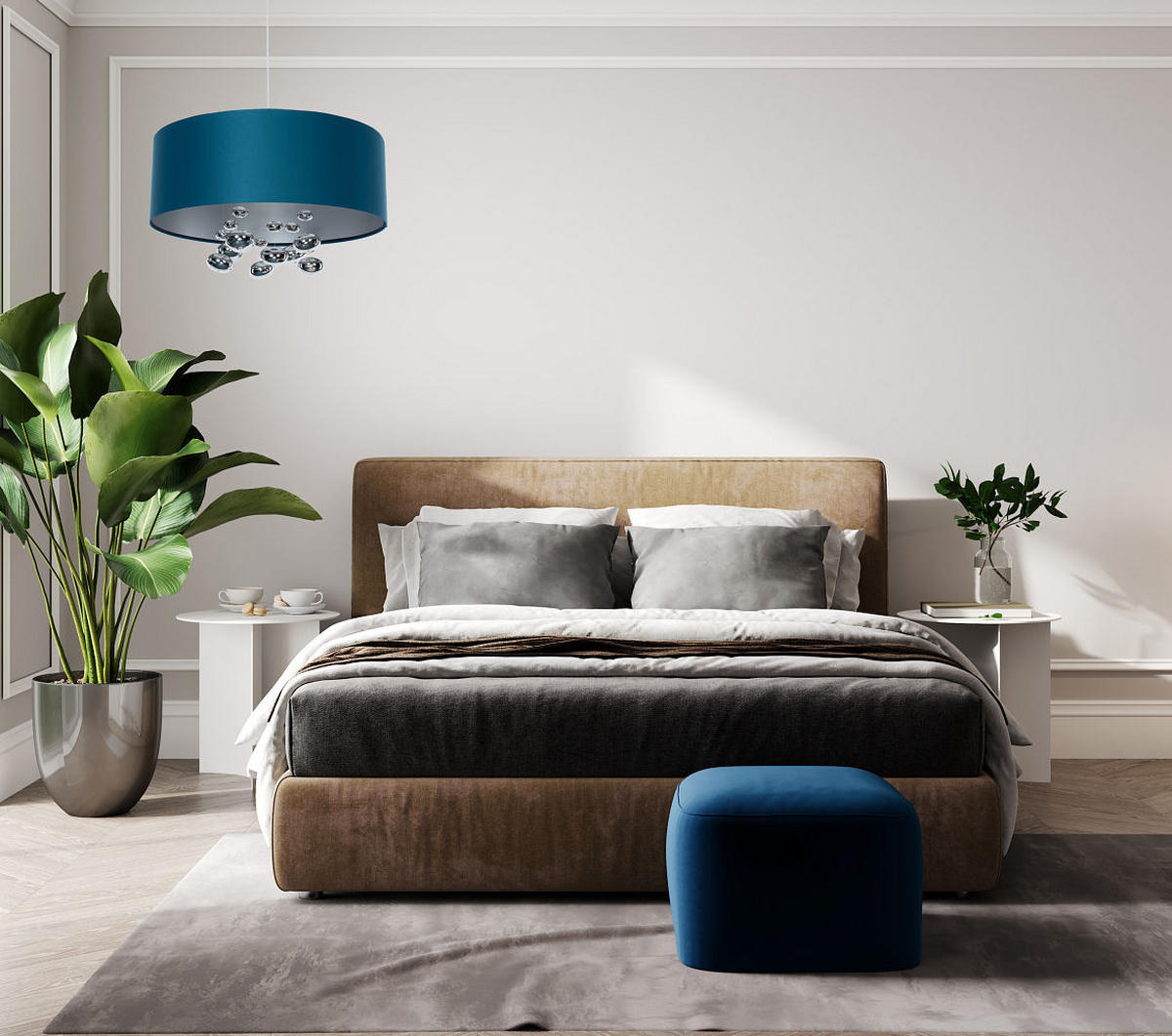 HÄNGELEUCHTE Blau 40/96 cm - Blau/Silberfarben, Kunststoff (40/1/96cm) - ONZENO