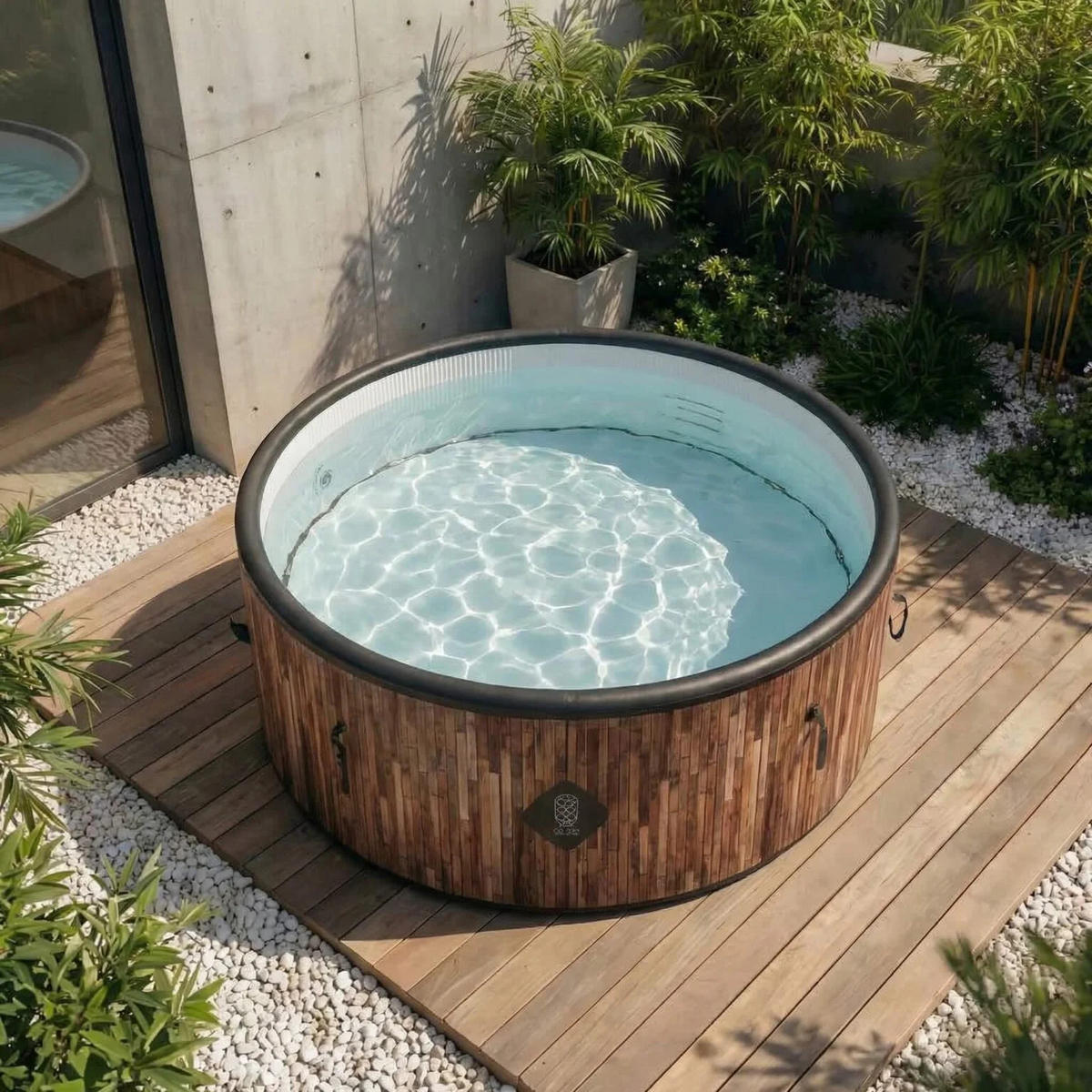 POOL St. Tropez – Aufstellpool mit 180 cm Durchmesser – 1200 Liter – Holzoptik - Braun, Kunststoff (180/70/70cm) - COCO SPA