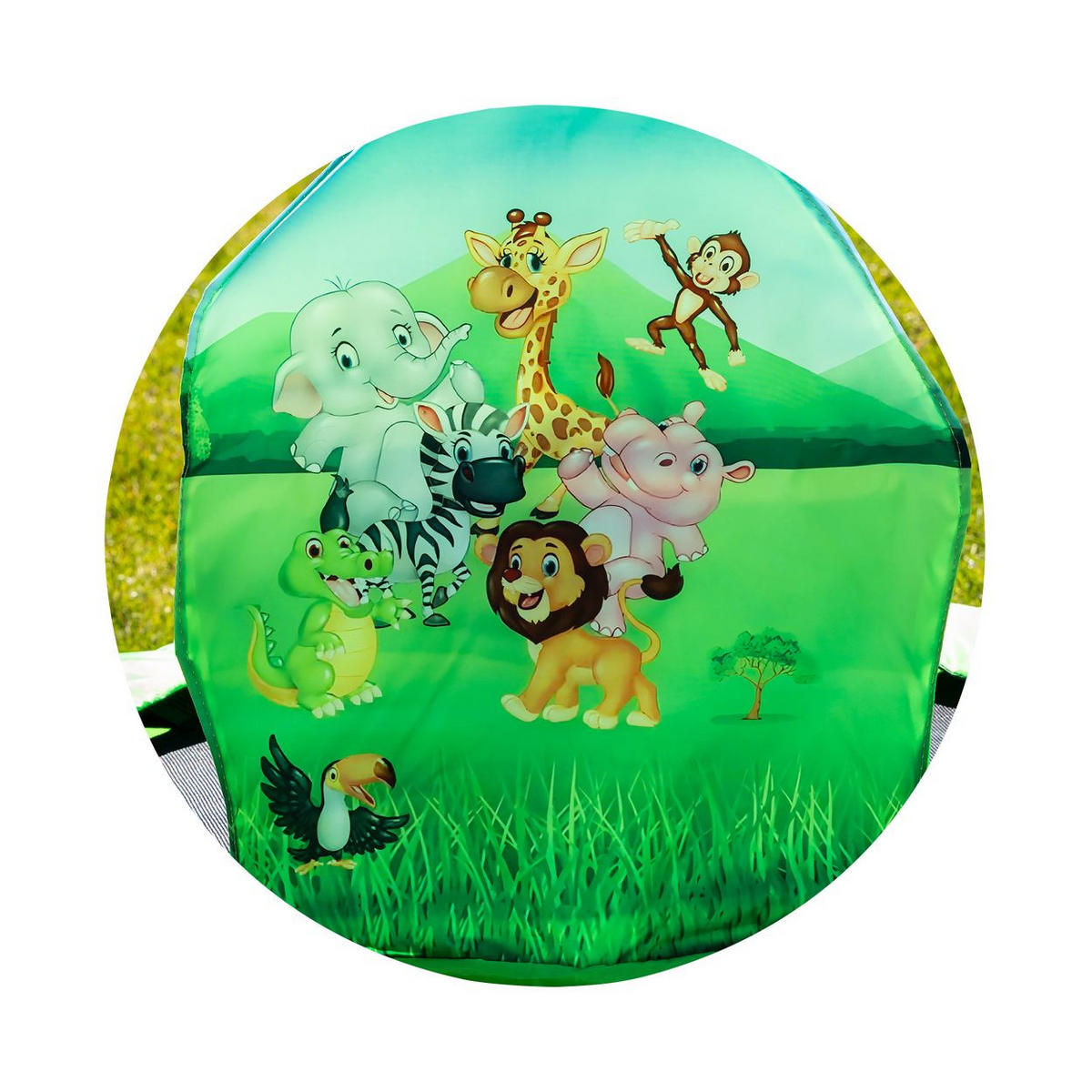 KINDERTRAMPOLIN Mini 91 cm grün Haltegriff, Federabdeckung, bis 120 kg - Grün, Metall (91/91cm) - Chipolino