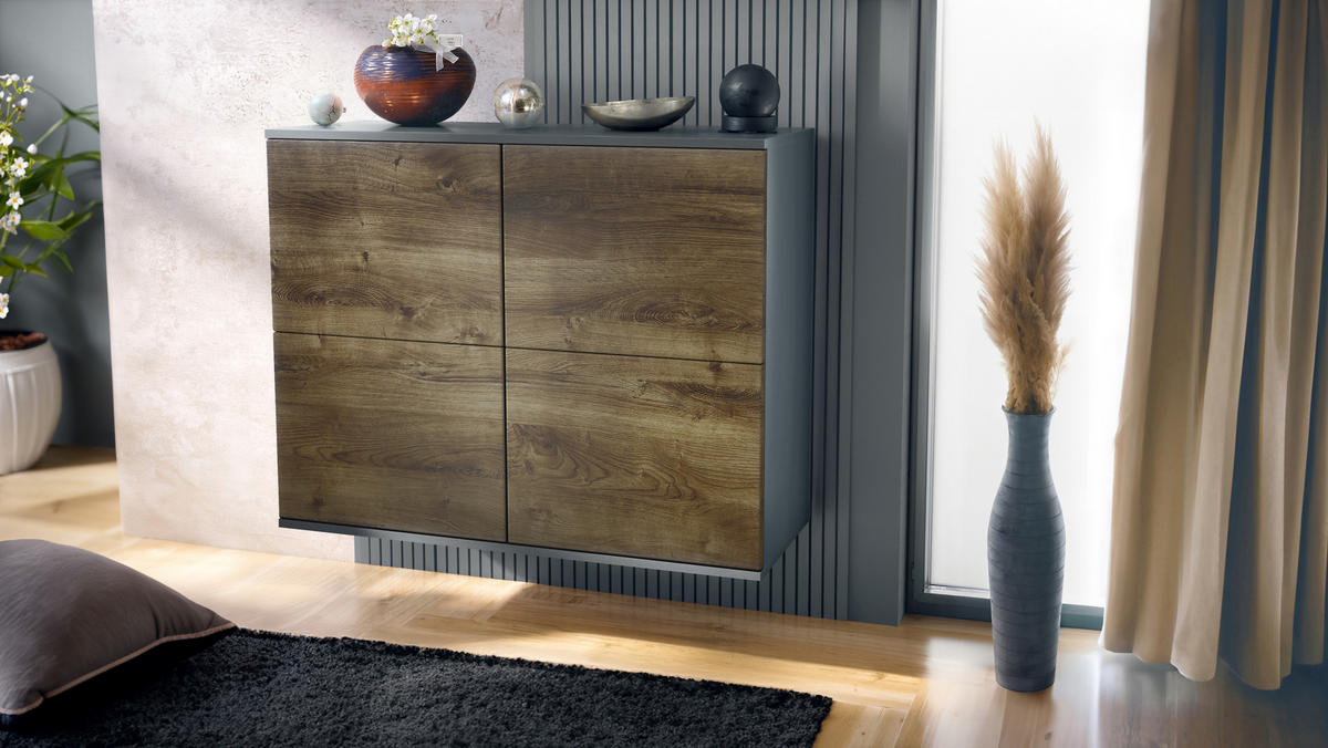 KOMMODE Rova Eiche Ribbeck - Alteiche, Holzwerkstoff (92.5/73.5/35cm) - Vladon