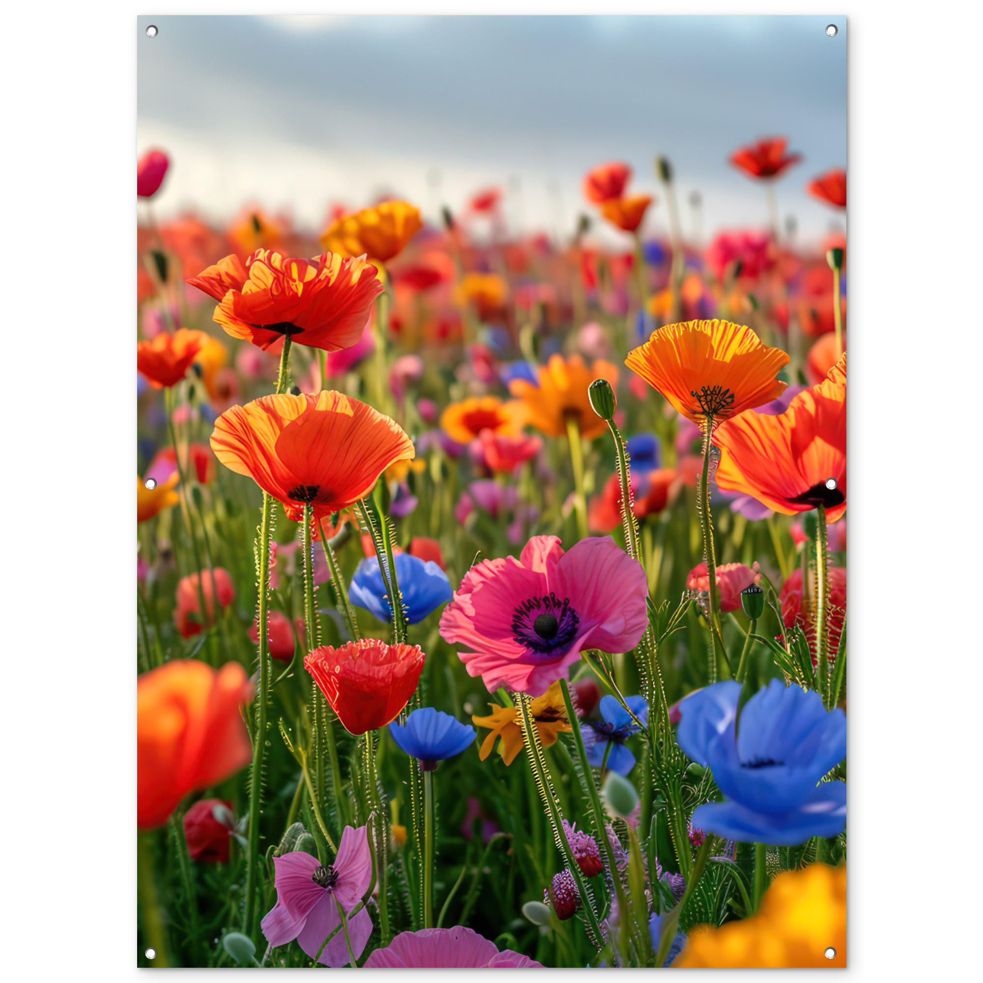 GARTENPOSTER Blumen - Mohnblumen - Farbenfroh - Natur 120x160 cm - Dunkelorange, Kunststoff (120/160/0.2cm) - OnlyWow