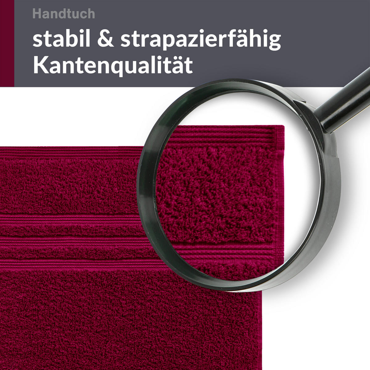 HANDTUCH 50x100 cm London Kirsch Rot 4er Set - Kirschrot, Textil (50/100cm) - Lashuma