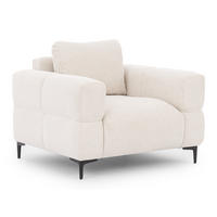 SESSEL Cardea in Bubble-Optik aus weichem Creme Strukturstoff mit hohem Sitzkomfort - Creme/Schwarz, Holz/Textil (102/80/97cm) - S-Style Möbel