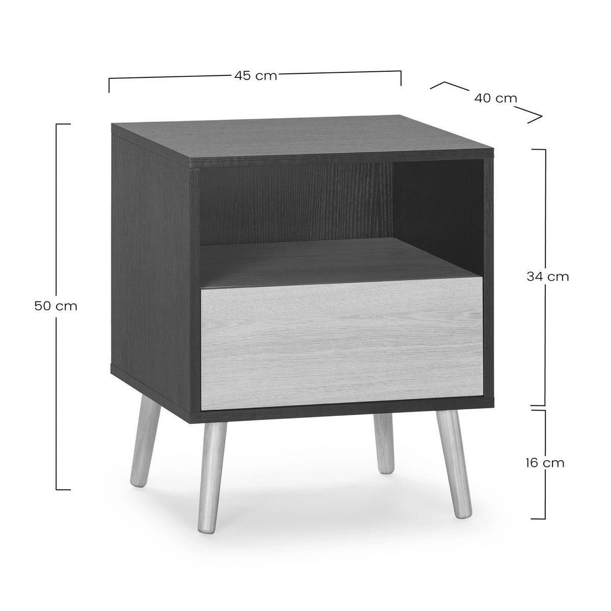 NACHTTISCH Apolo 1 Schublade - Schwarz, Holzwerkstoff (45/52/40cm) - VS Venta-stock