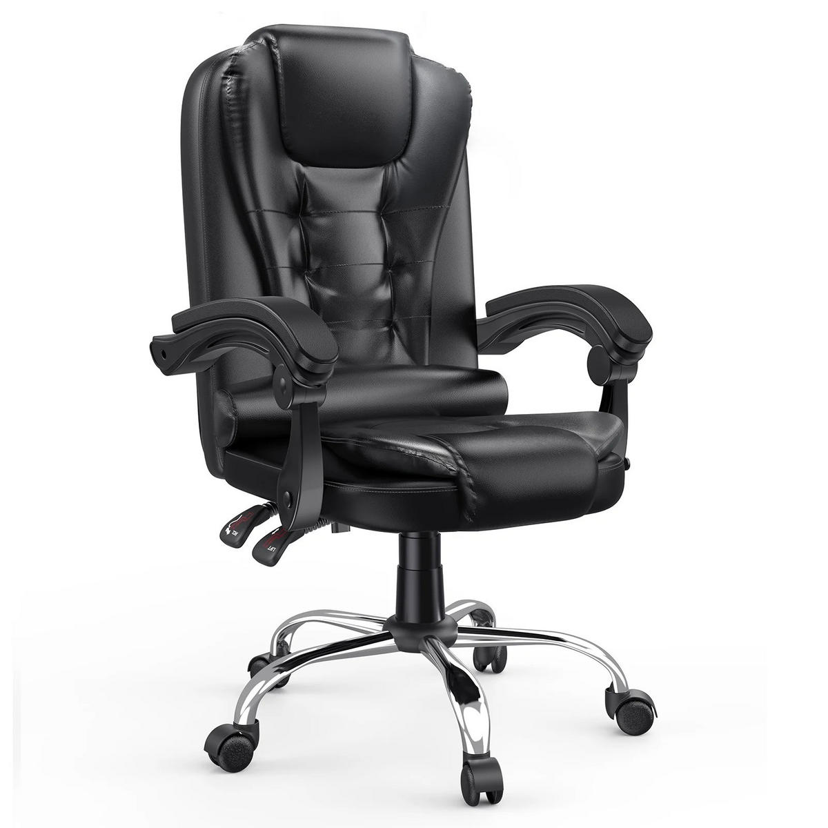 BÜROSTUHL Ergonomisch, Schwarz - Schwarz, Leder/Metall (52/115/52cm) - Kaket