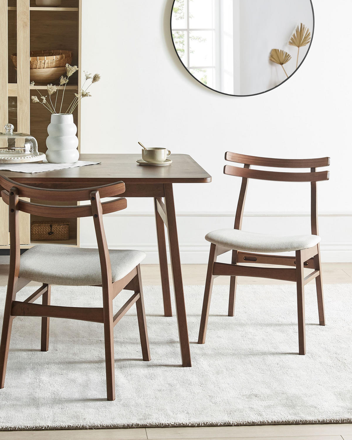 ESSZIMMERSTUHL 2er-Set Hellbeige Cynthiana - Beige/Braun, Holz (47/77/55cm) - Beliani