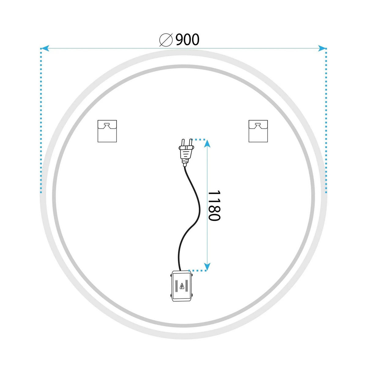 SPIEGEL Rea Led 90cm Ffj90 - Grau, Glas (90/90/2cm) - REA