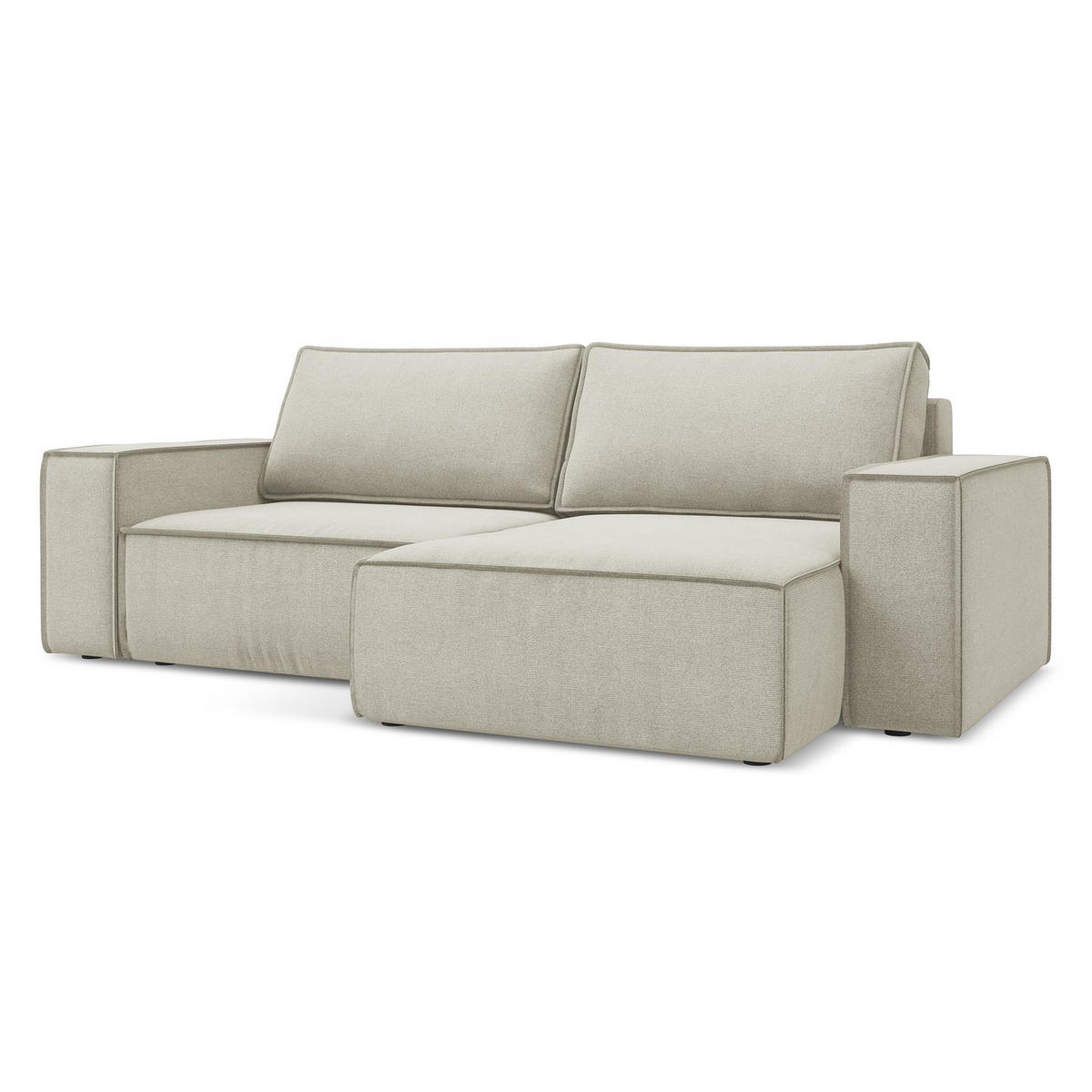 ECKSOFA mit Schlaffunktion Strukturstoff Stoff Beige - Beige/Creme, Kunststoff/Textil (257/148cm) - LaMiaSofa