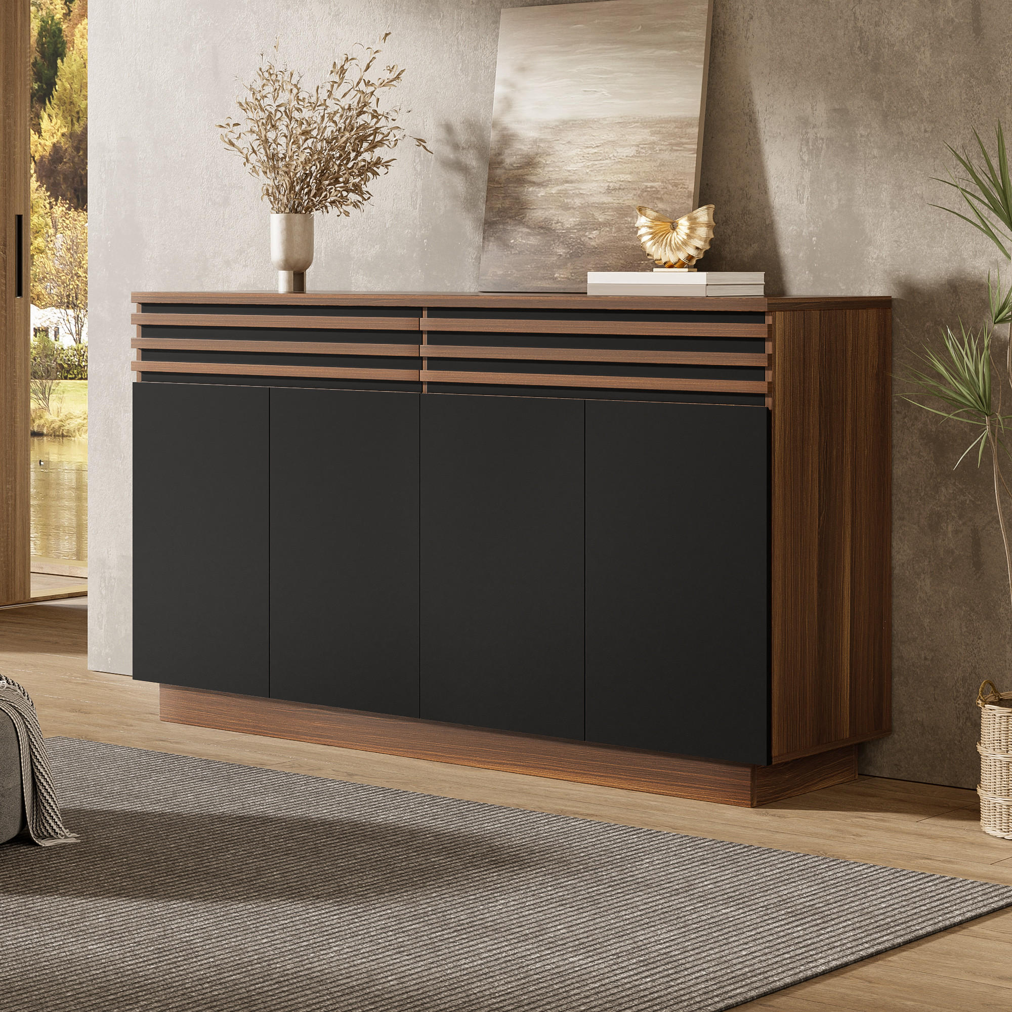 SIDEBOARD 150x40x85 cm Holzoptik schwarz - Schwarz, Holz (150/85/40cm) - Fortuna Lai