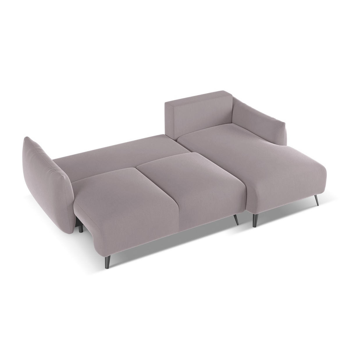 ECKSOFA mit Schlaffunktion Samt Stoff Violett - Lila/Flieder, Textil/Metall (242/162cm) - LaMiaSofa