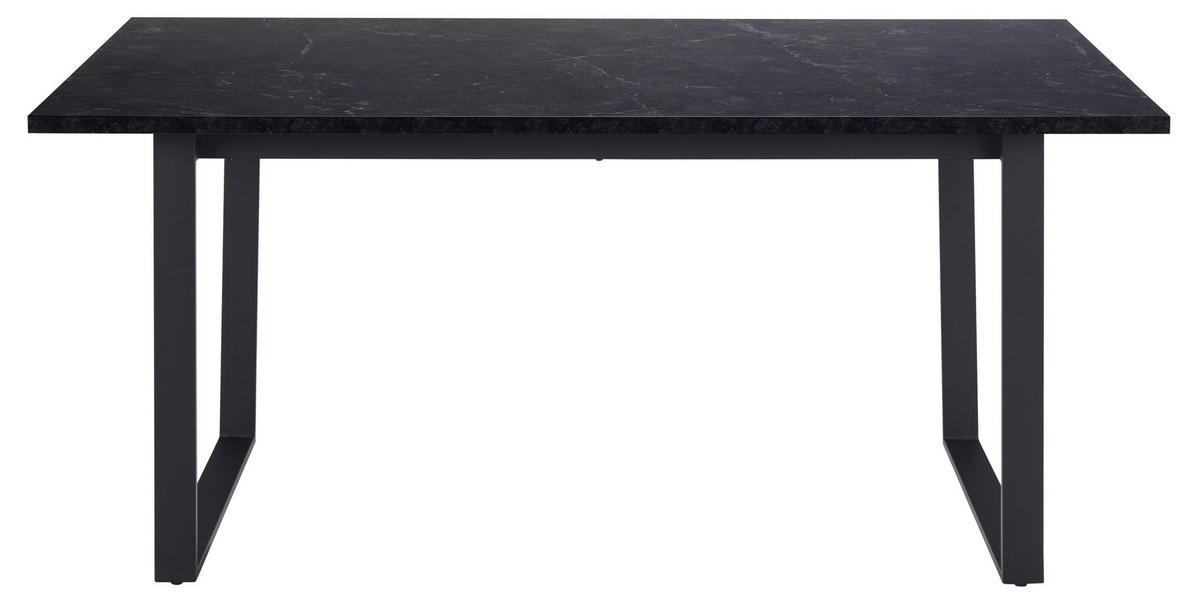 ESSTISCH Amble, Schwarz / Marmoroptik, MDF / Metall, 160/90/74 cm - Schwarz, Holzwerkstoff/Metall (90/160/74cm) - ebuy24