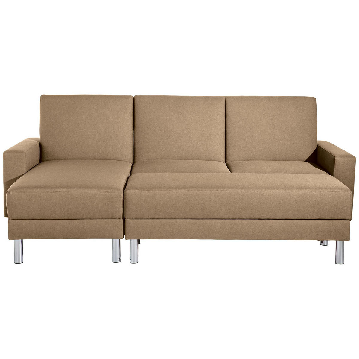 FUNKTIONSSOFA mit Hocker Katryna Flachgewebe sand - Sandfarben, Kunststoff (144/92/230cm) - 58aufmkessel
