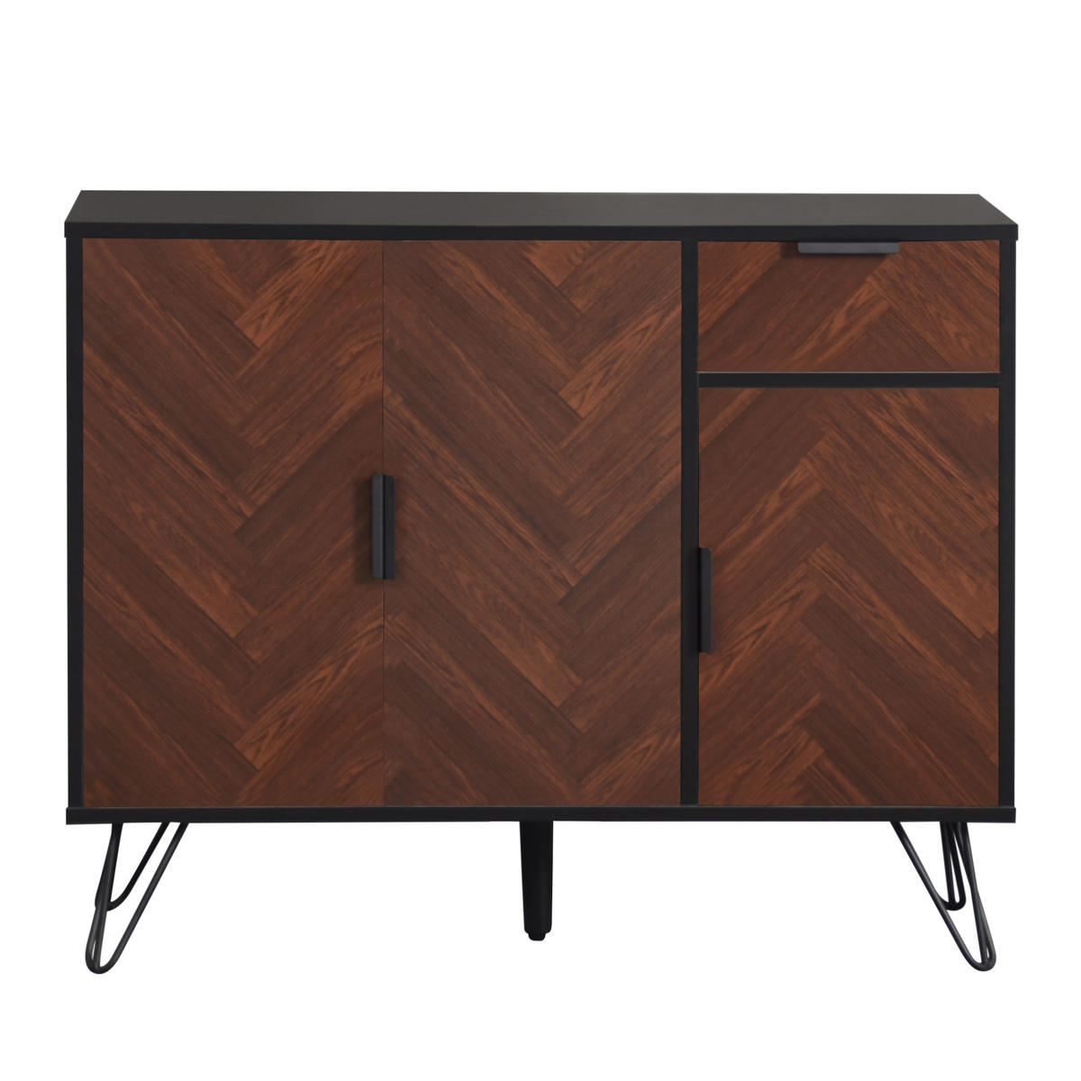 SIDEBOARD DE-37625 90/30/71,5 cm mit Schublade und 3 Türen Braun - Schwarz, Holzwerkstoff (90/71.5/30cm) - ComfortXL