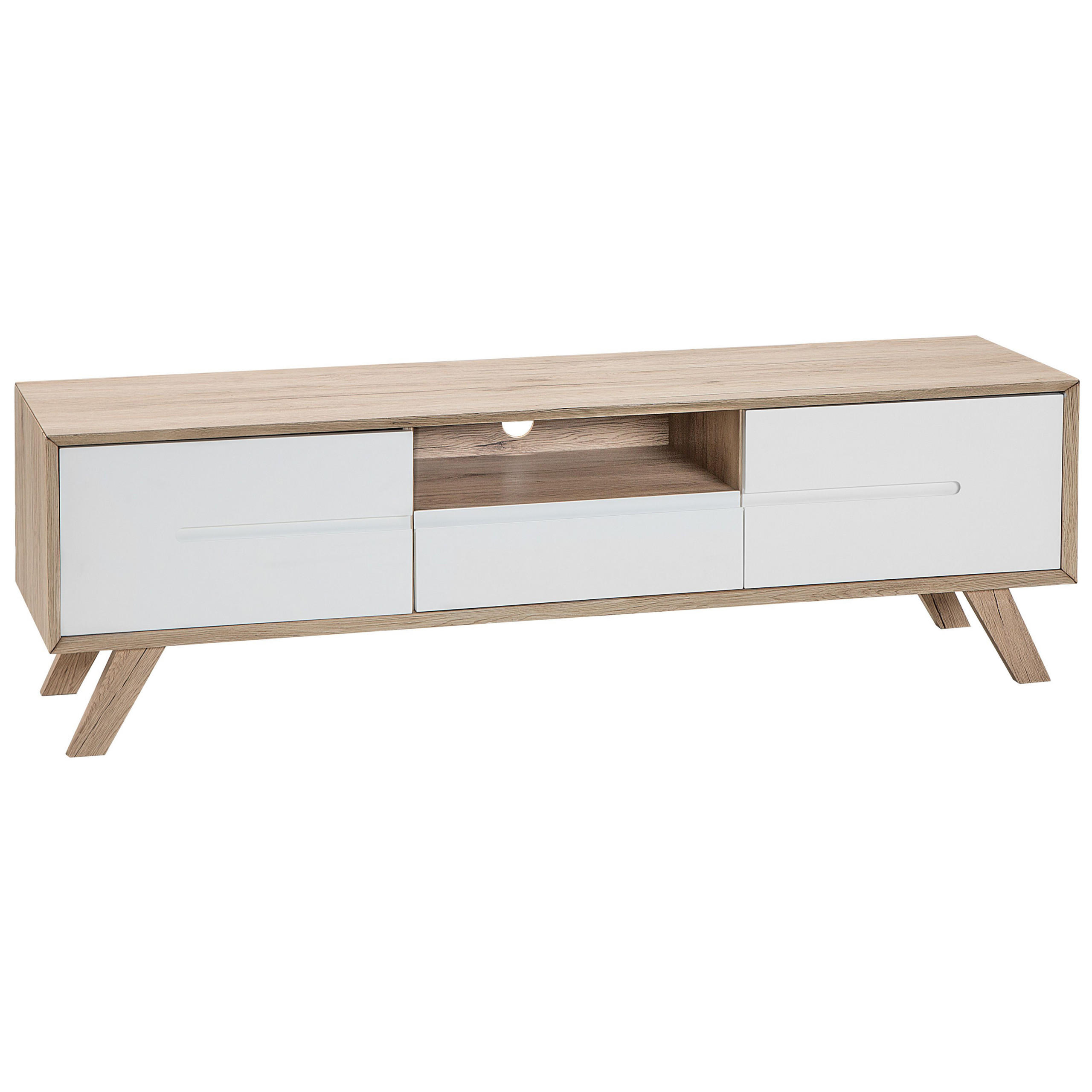TV-MÖBEL Weiß, Hellbraun FORESTER 40/150/45 cm - Weiß, Holzwerkstoff (150/45/40cm) - Beliani