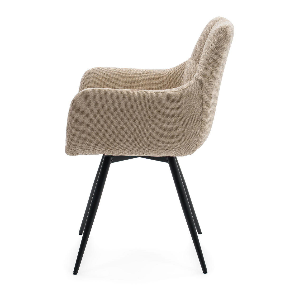 STUHL LUGANO drehbar gepolsterter mit Steppung - hellbeige - Chenille - Beige/Schwarz, Textil/Metall (58/84/59cm) - NEW HOME