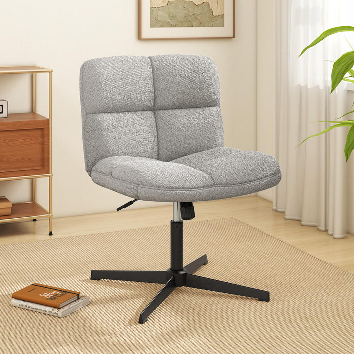 BÜROSTUHL Grau - Grau, Metall (73/78/64cm) - COSTWAY