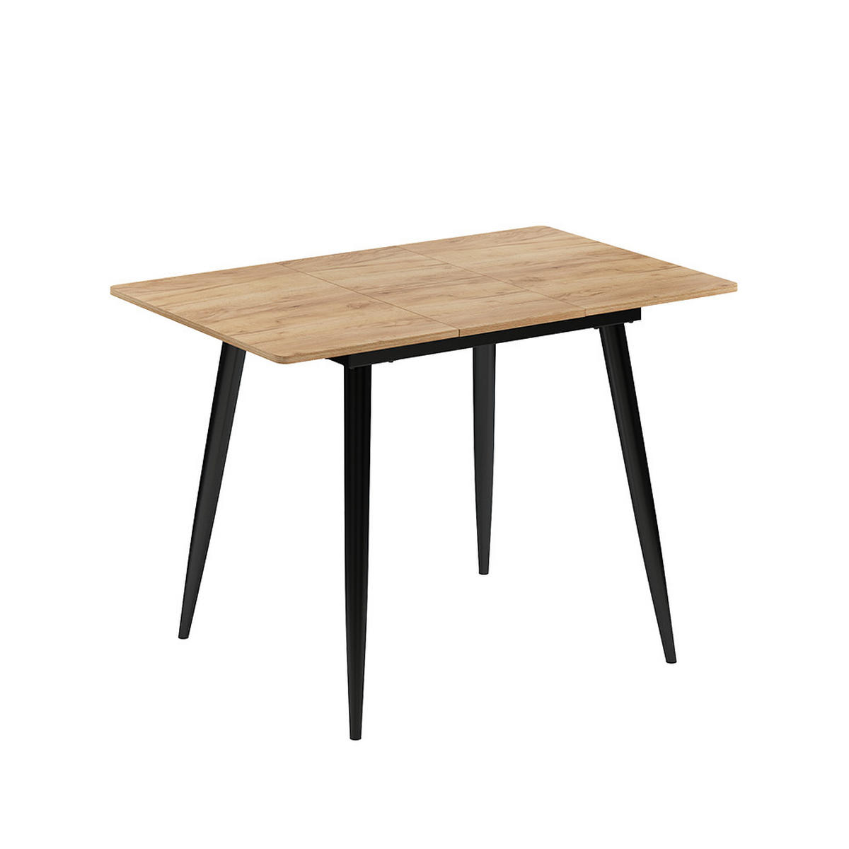 ESSTISCH Beaver Schwarz/Goldkraft Eiche 80 x 70 cm ausziehbar - Eiche Wotan/Schwarz, Holzwerkstoff (70/80/75cm) - Vicco