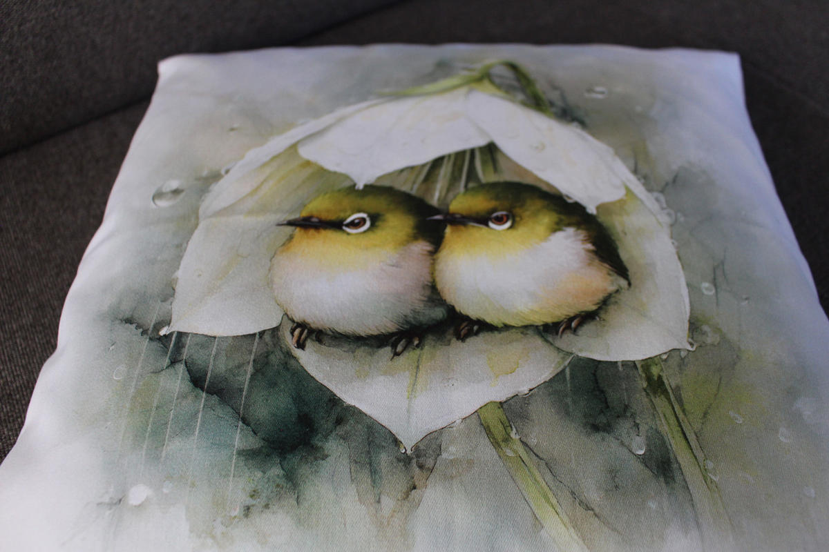 KISSENHÜLLE FRÜHLINGSFEST VÖGEL - Hellgrün, Textil (50/50cm) - Yve! decoration