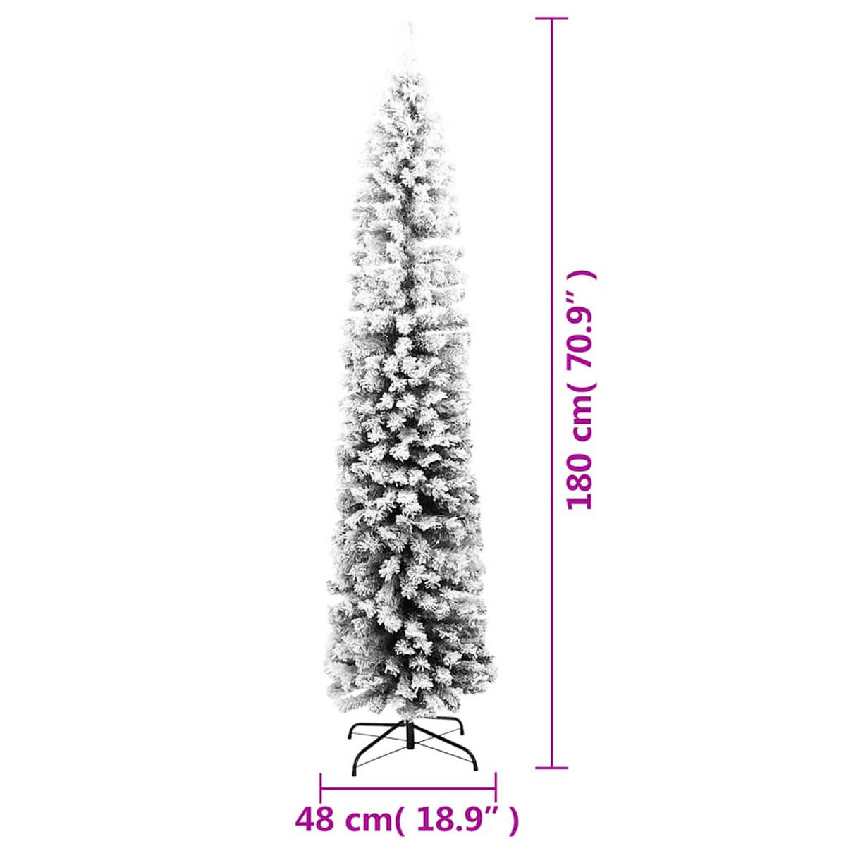 WEIHNACHTSBAUM Künstlicher Schlank Mit Schnee Grün 180 Cm Pvc - Grün, Kunststoff (180cm) - vidaXL