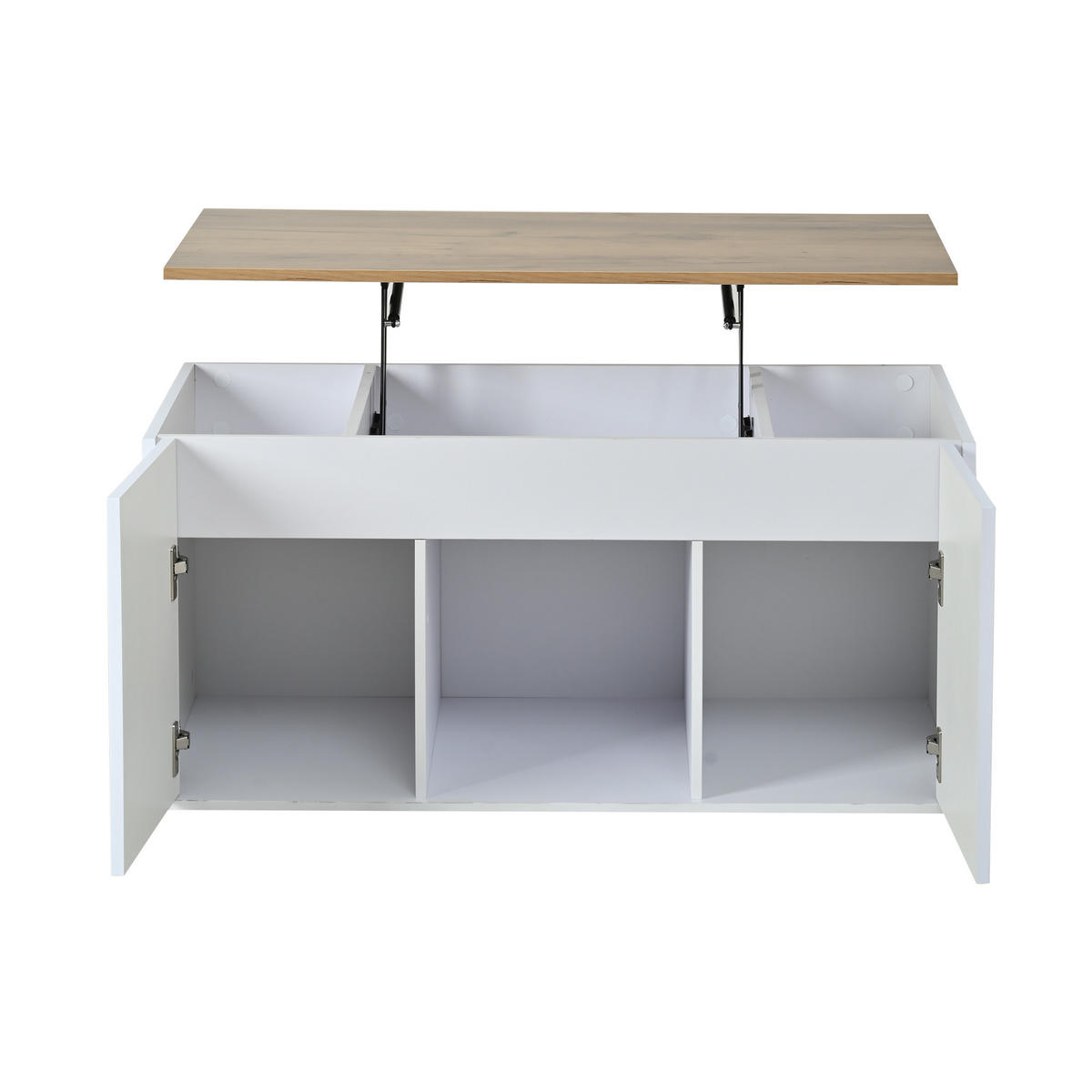COUCHTISCH 46x95x45cm Naturholz höhenverstellbar - Weiß/Naturfarben, Holzwerkstoff (95/46/45cm) - FLIEKS