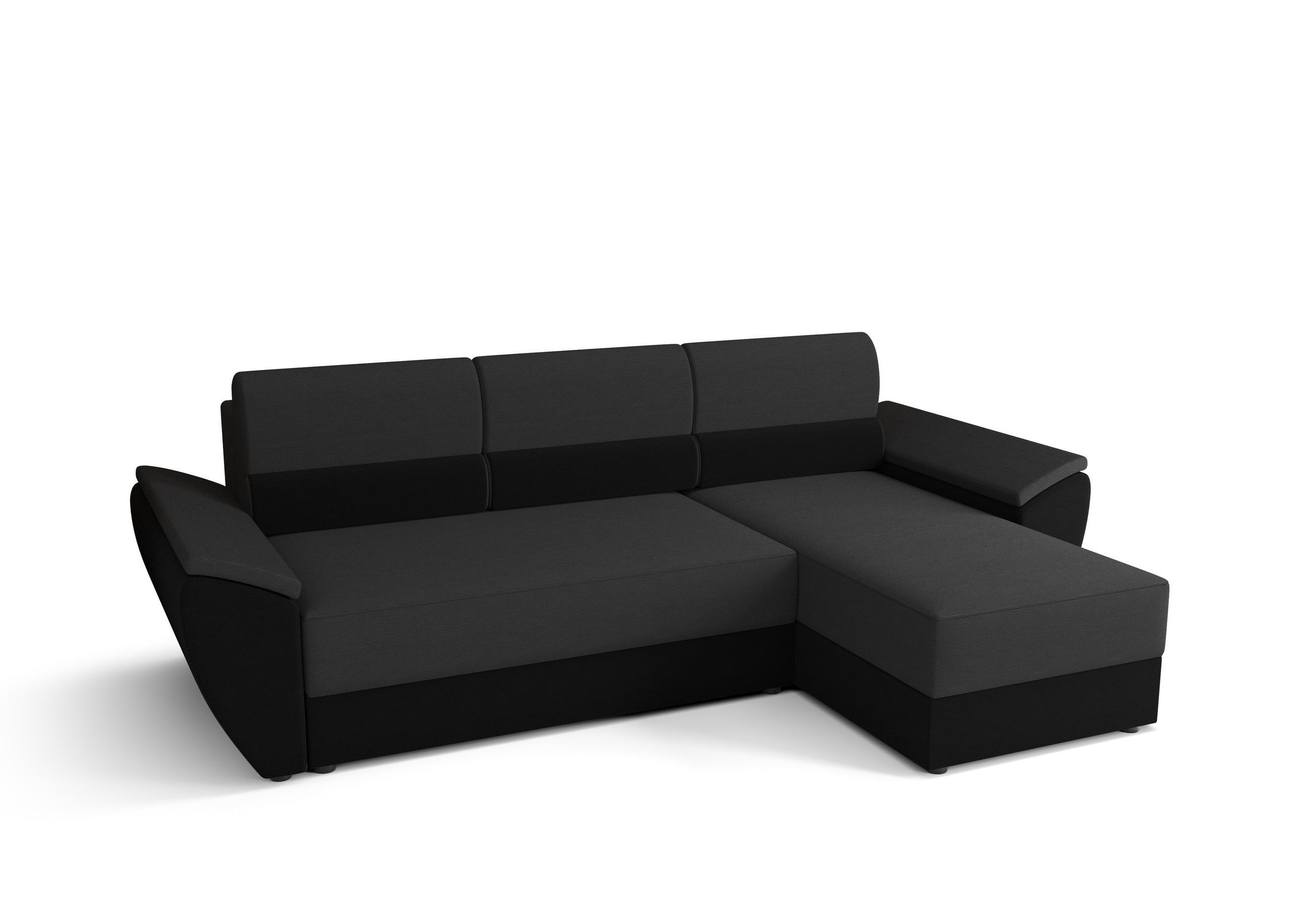 ECKSOFA L REBI L2 Rainbow 27/15 Rechts mit Schlaffunktion, Grau/Schwarz, L-Form - Schwarz/Grau, Textil (251/140cm)