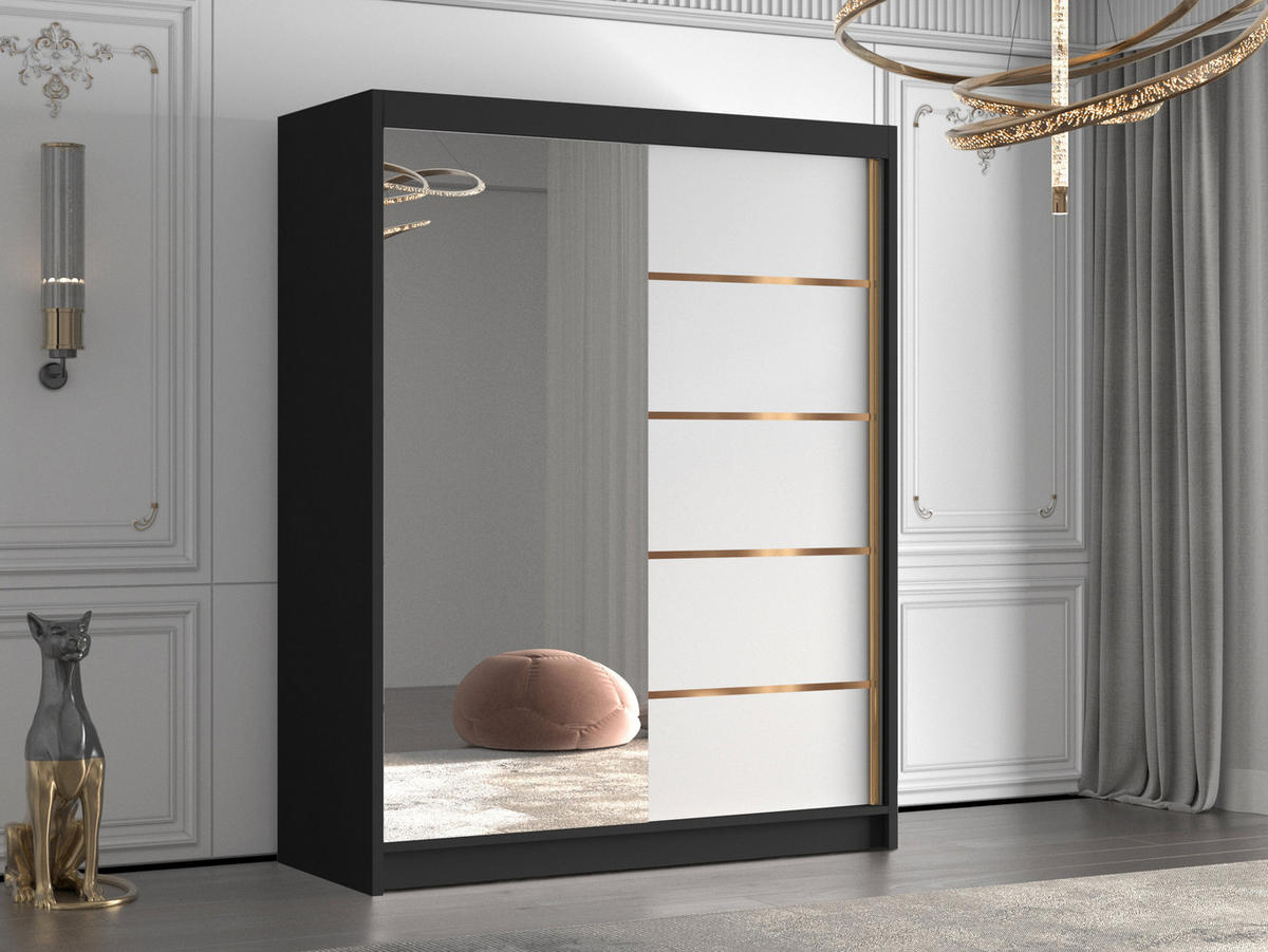 SCHIEBETÜRENSCHRANK Flavio III - Goldfarben, Holzwerkstoff/Metall (150/200/58cm) - MIRJAN24