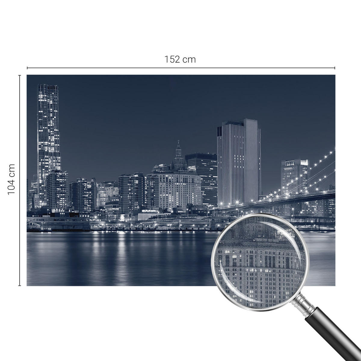 FOTOTAPETE 152x104 cm - Nachtstadt - Schwarz, Textil (152/104cm) - Wallfluent
