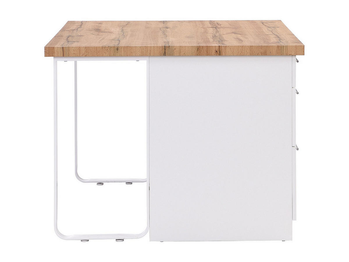 KÜCHENINSEL mit 6 Schubladen aus MDF & Metall - Weiß & Holzfarben hell - ALEGRITA - Naturfarben, Holz (126/80/104cm) - Vente-Unique