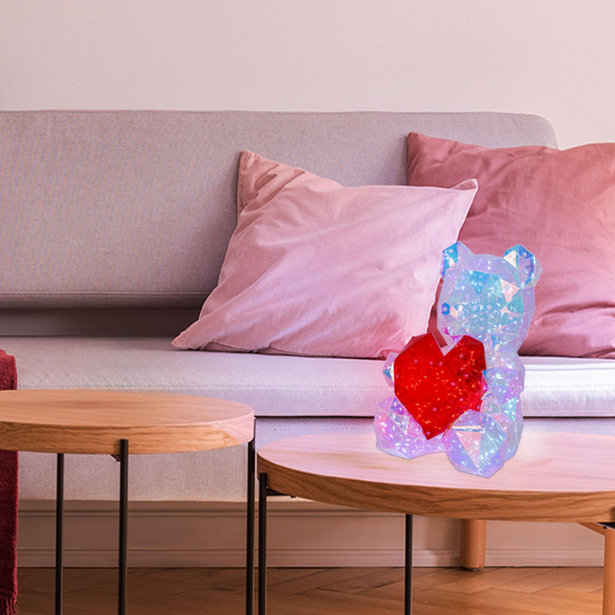 LED TISCHLEUCHTE Kristalloptik Rot - Rot, Kunststoff (23/19/30cm) - Globo Lighting