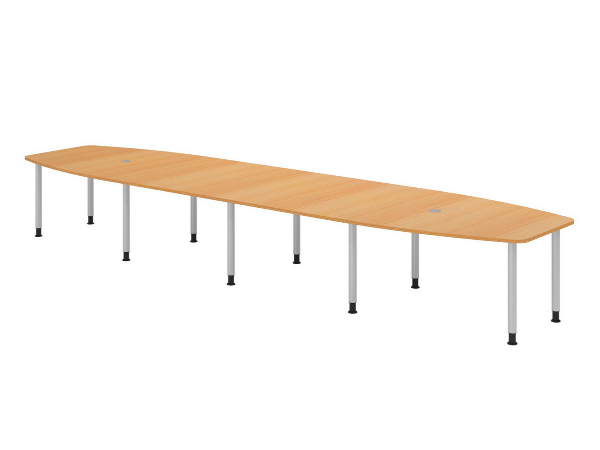 KONFERENZTISCH XXL KT52 130/520/74 cm in Buchefarben/Füße in Silberfarben - Buchefarben/Silberfarben, Holzwerkstoff (130/520/74cm) - bümö