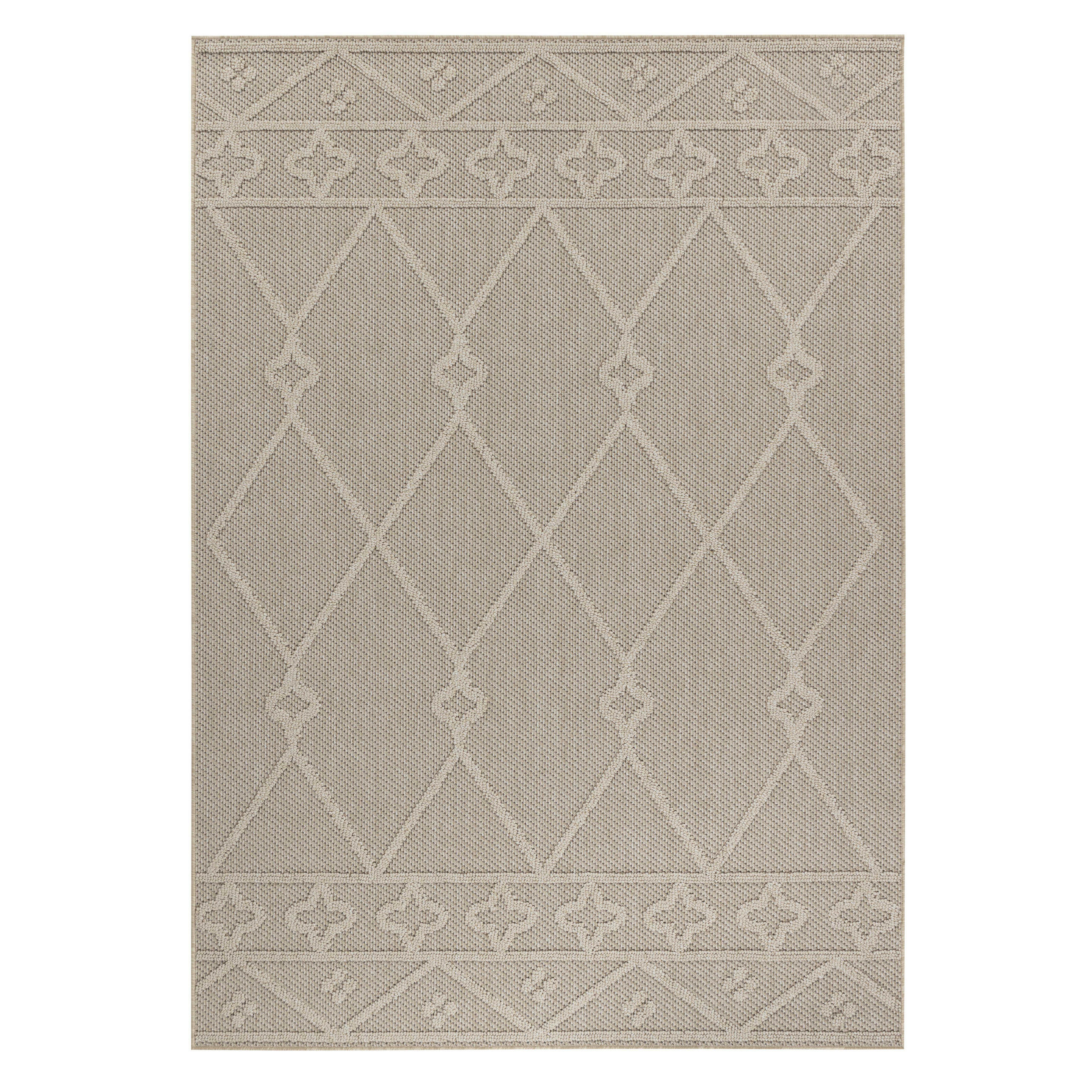 TEPPICH Outdoor Flachgewebe Berber-Muster Polypropylen Terrasse Beige Rechteckig 120x170 - Beige, Textil (120/170cm) - KADIMA DESIGN
