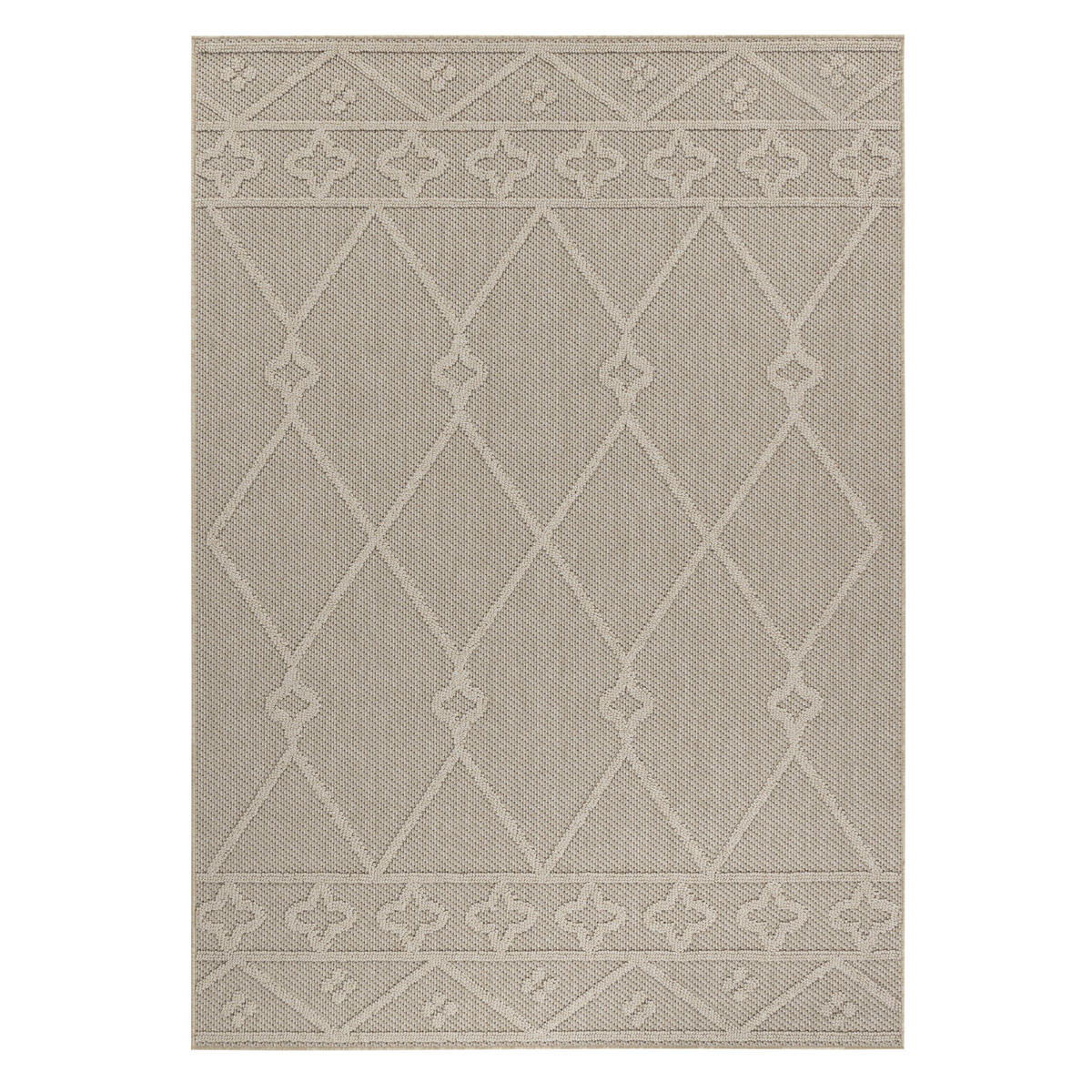 TEPPICH Outdoor Flachgewebe Berber-Muster Polypropylen Terrasse Beige Läufer 80x150 - Beige, Textil (80/150cm) - KADIMA DESIGN