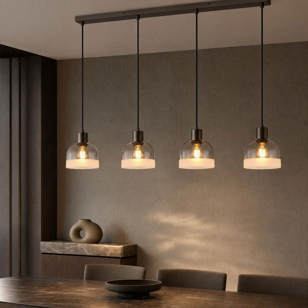 HÄNGELEUCHTE KAIRO - Schwarz, Glas (105/15/120cm) - Globo Lighting