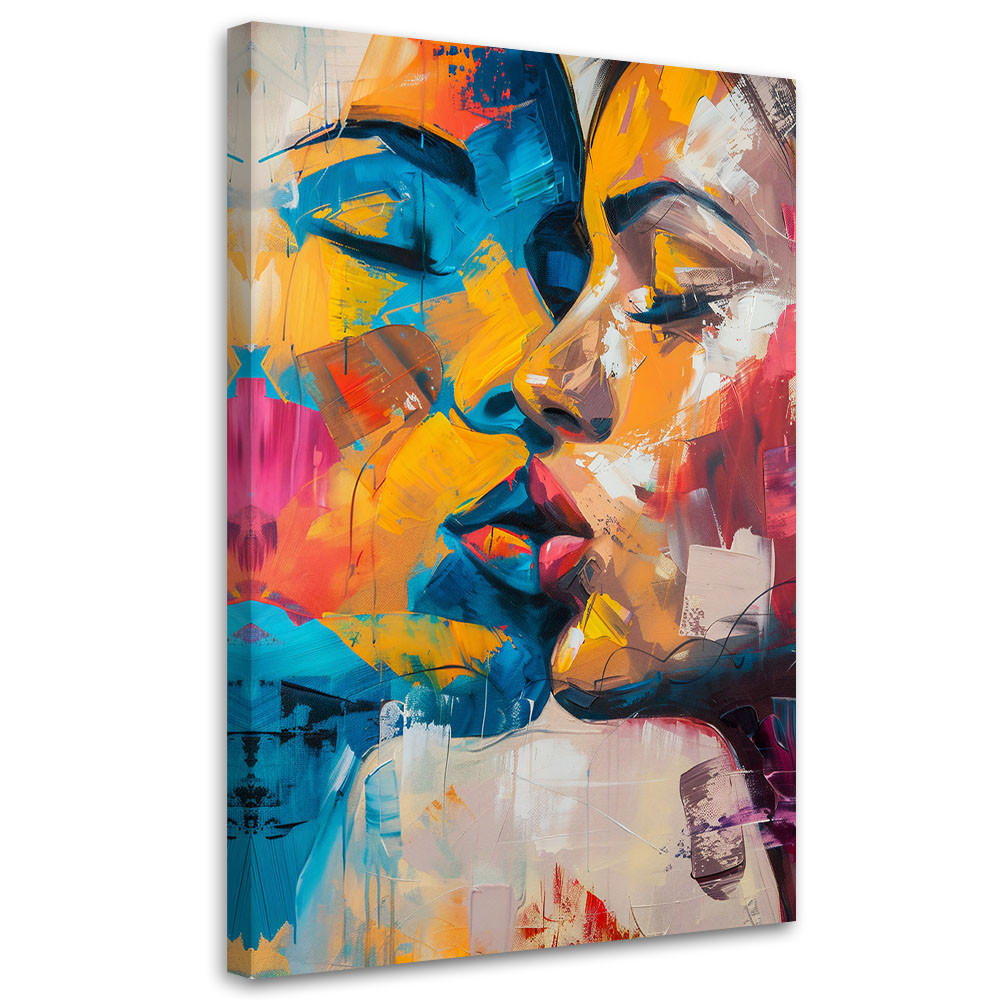 LEINWANDBILD Liebeskuss 60x90cm - Multicolor, Textil (60/90cm) - Feeby