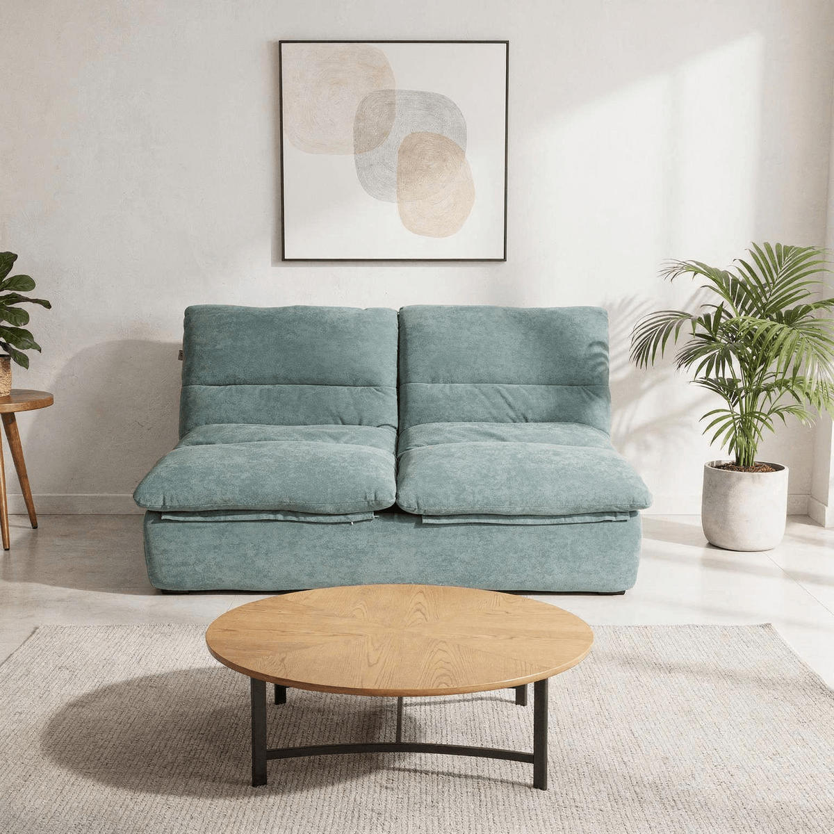 SOFA Nuvia Doppel 2-Sitzer - Salbei - Salbeigrün, Textil (160/73/100cm) - COCO Living