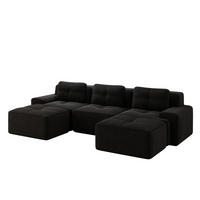 3-SITZER Sofa montagefrei mit Tiefsitz, Cordbezug und rutschfester Basis, Schwarz - Schwarz, Textil (293/69/177cm) - Redom