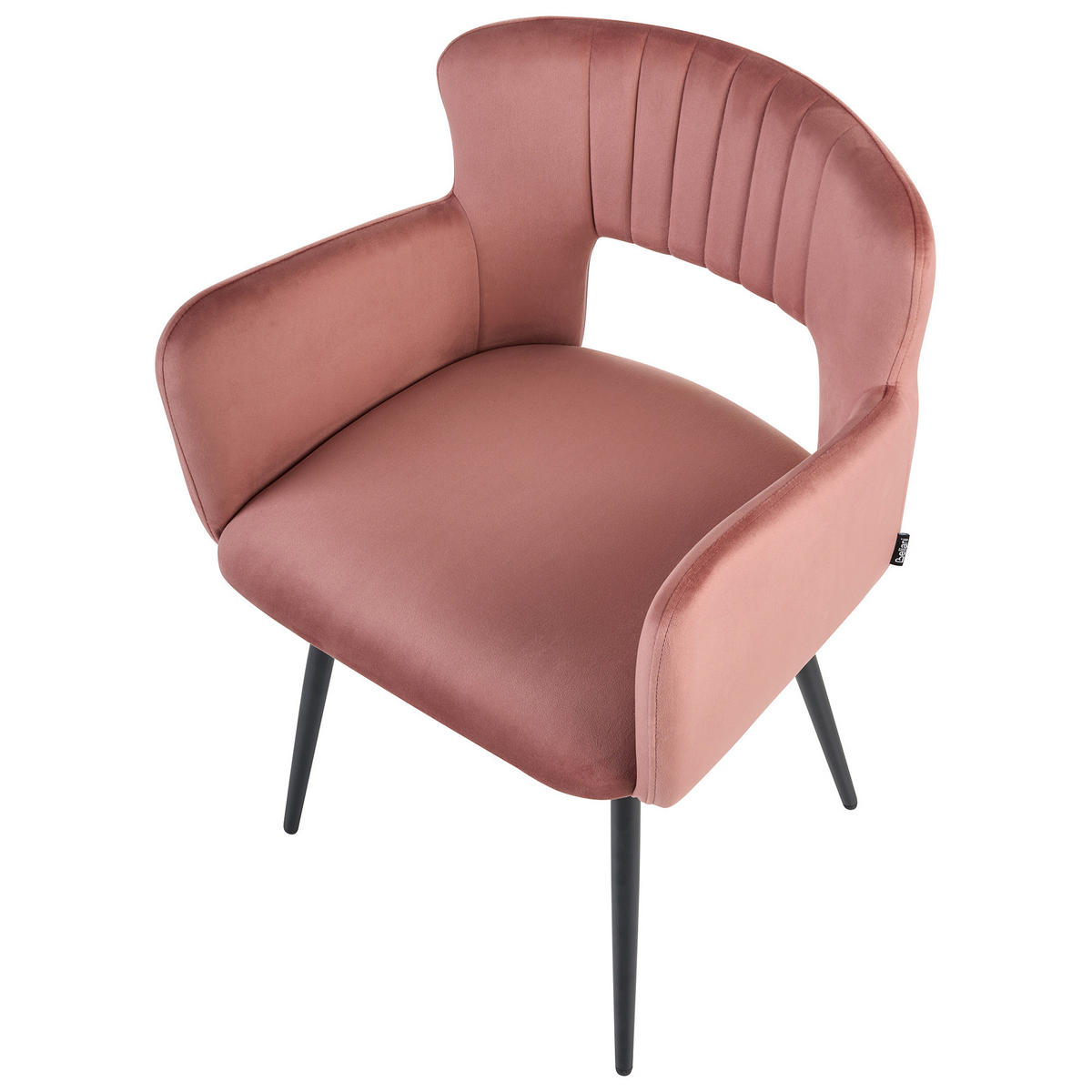 ESSZIMMERSTUHL 2er-Set Samtstoff Rosa Sanilac - Pink, Textil/Metall (52/75/44cm) - Beliani