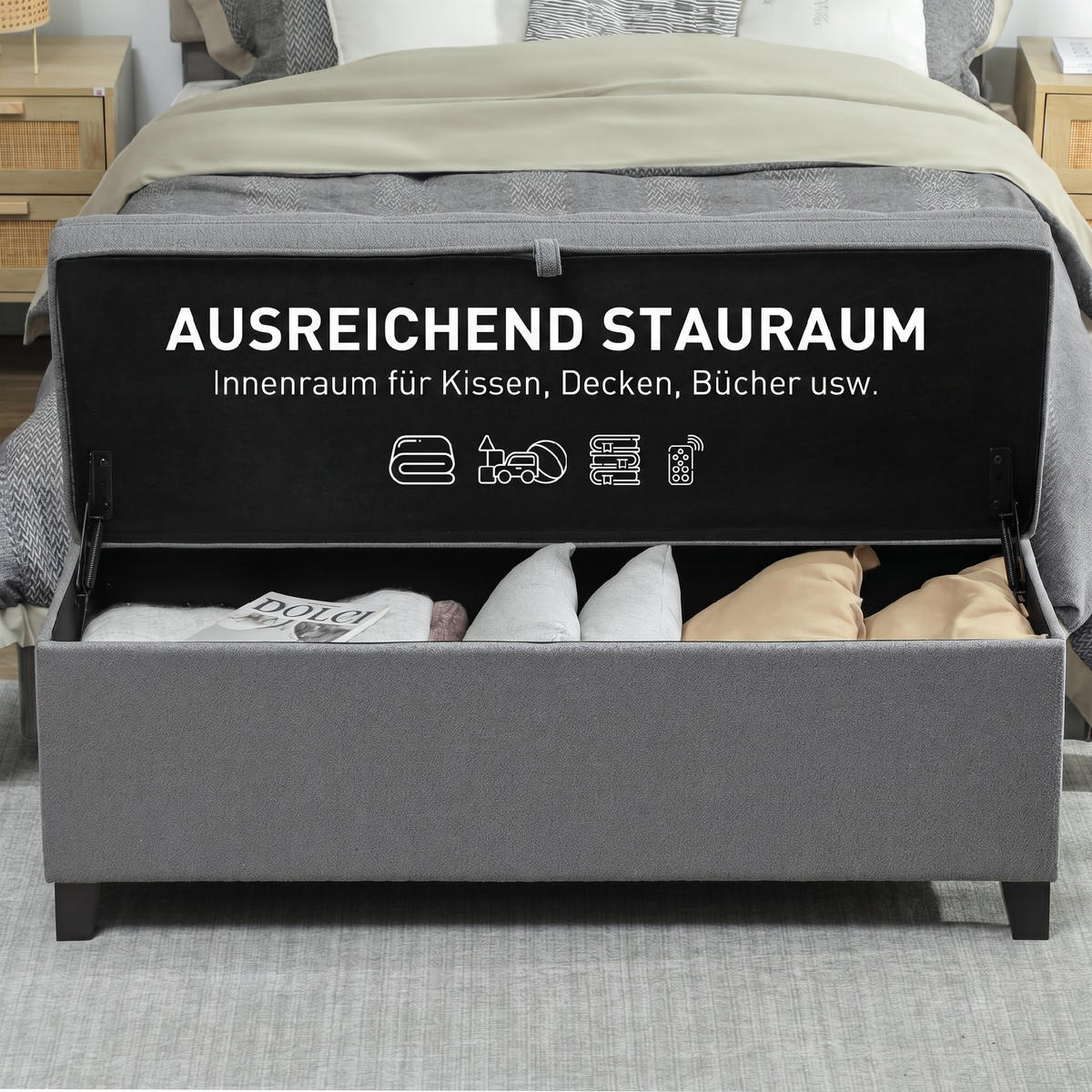 SITZBANK Polyester Dunkelgrau - Dunkelgrau, Holzwerkstoff/Textil (40/48/120cm) - HOMCOM