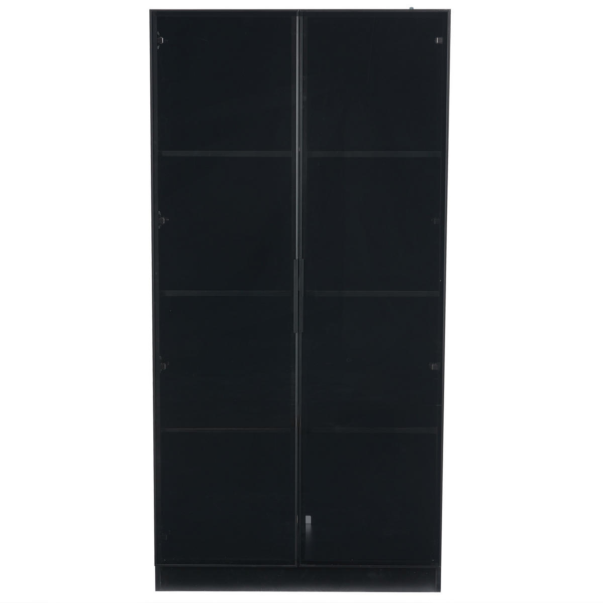 VITRINE 80/40/160 cm in Schwarz mit LED-Beleuchtung und Glastüren - Schwarz, Holzwerkstoff (40/160/80cm) - Flora Grace